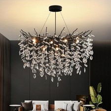 Rund Kristall Kronleuchter Dimmbare Esstisch Premium Hängend Lüster 80CM