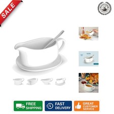 Elegant 23.8 oz Ceramic Gravy Boat Saucer Set - Perfect for Sauces Dressings