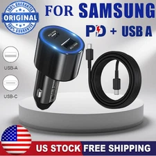 Original 45W Fast Car Charger,Type-C Cable For Samsung S25 Ultra A16 Z Fold 7