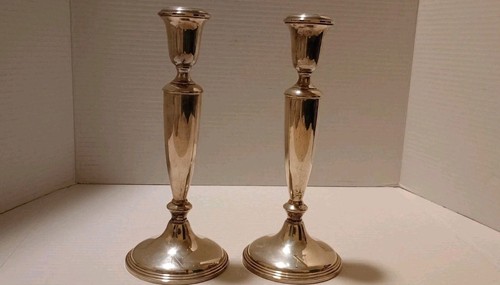 Vintage EMPIRE STERLING SILVER Weighted Candlesticks Candle Holders 10 Inches