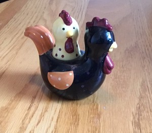 Vintage Salt & Pepper Set-Chick sitting on Bigger Chicken. So Cute.