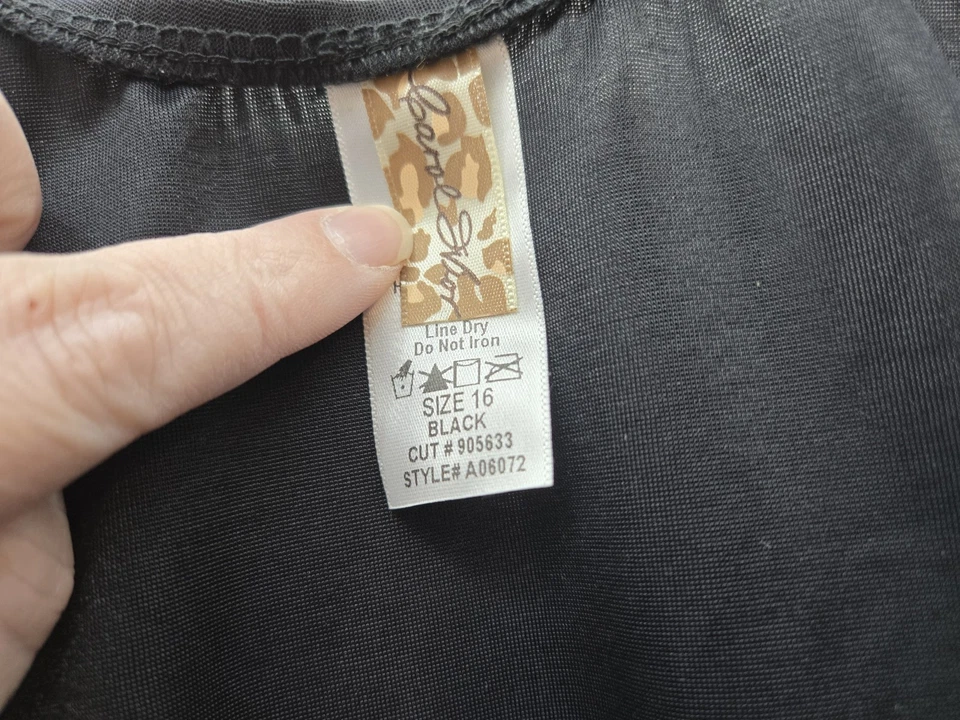 Camiseta sin mangas Carol Wior Midriff tónico con banda para el vientre A06072 negra talla 16 debajo del busto Foto 4 de 4