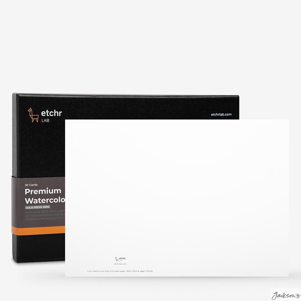 Etchr Watercolour Blank Greetings Cards 300gsm Cotton A6 Pack 30 With Envelopes