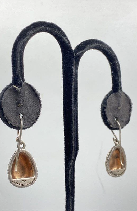 Pendientes colgantes Barse de plata de ley martillado cobre 1 1/4" 7,7 g Foto 2 de 4