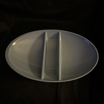 VTG ZAK Designs Blue Melamine Oval Divided Serving Bowl 15 