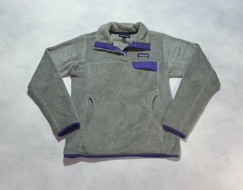 Patagonia Women’s Re-Tool Snap-T Fleece XS Pullover Sweater Gray Purple Preppy - Picture 1 of 7