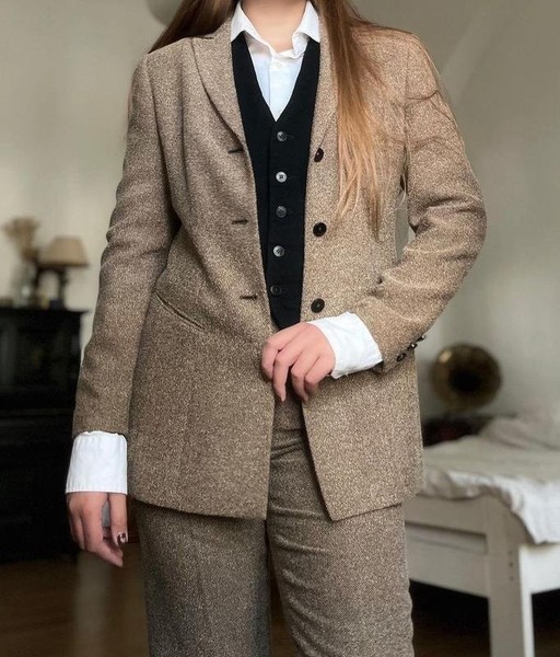 Women Gerry Weber Suit Khaki Viscose/Polyester
