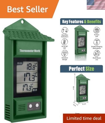 Stylish Digital Max Min Thermometer for Greenhouses - Accurate & Wall Mountable