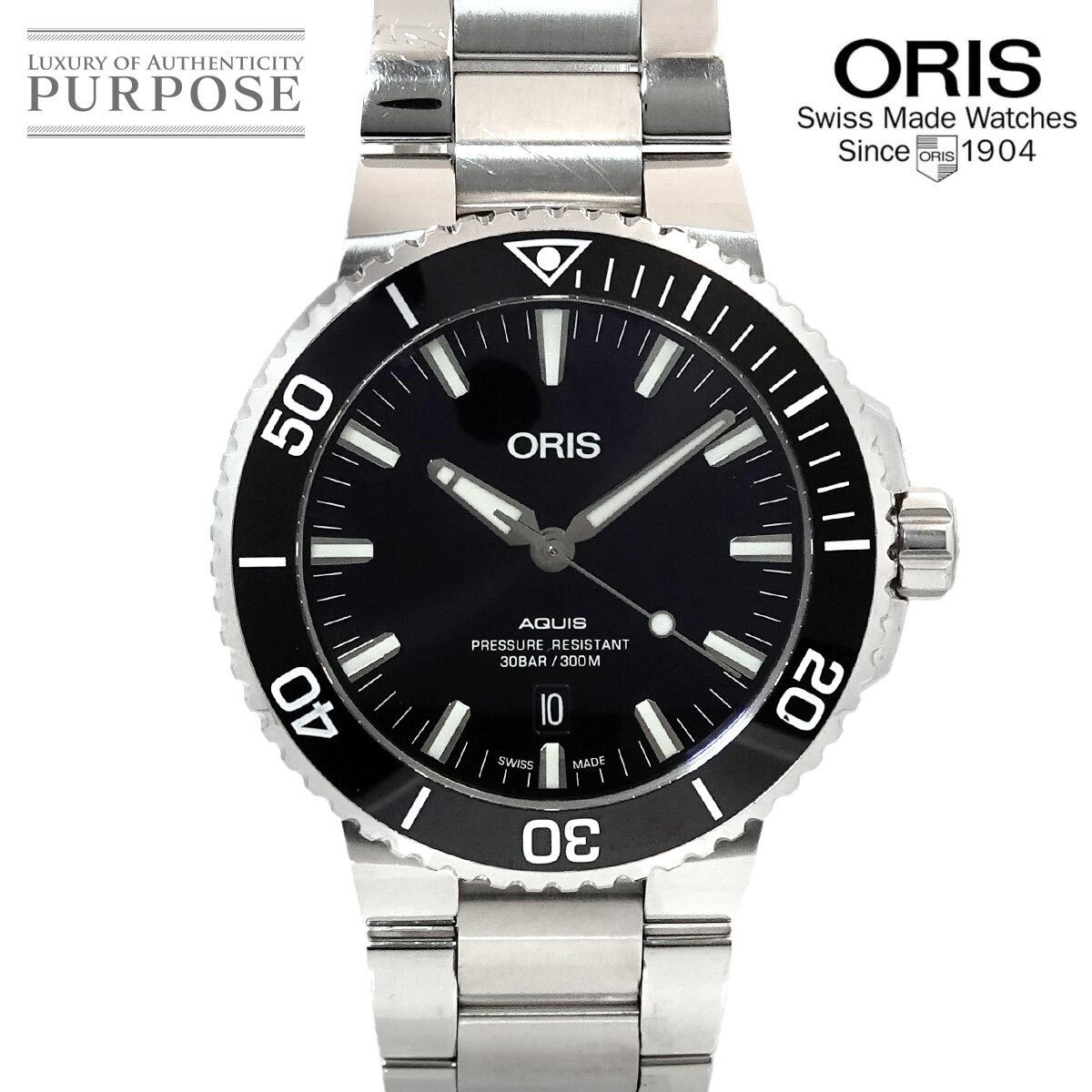 Oris Aquis Date Black Automatic Mens Watch 733 7730 43mm Dive
