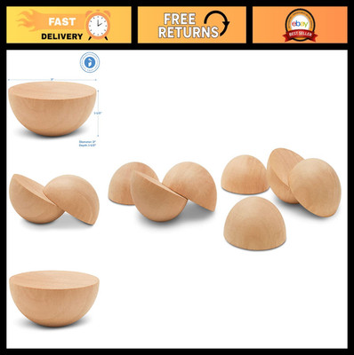 25 Pack 3'' Wooden Split Balls - Crafting Half Balls for DIY Wreaths & Projects