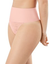 NWT Maidenform XL Tame Your Tummy Lace Thong DM0049 Beige 87946