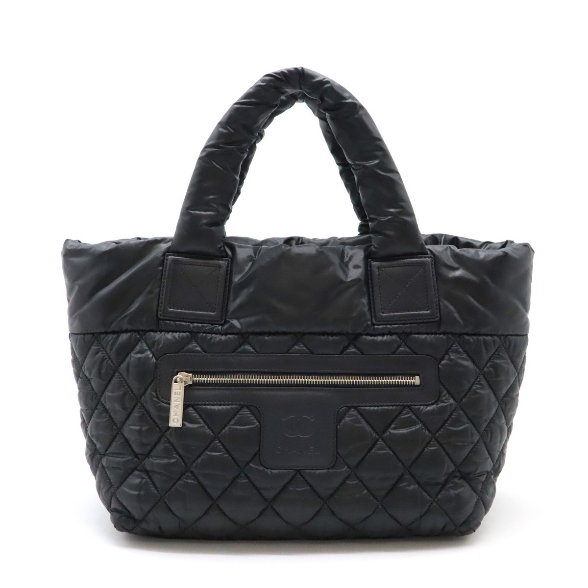 Chanel Coco Cocoon Small Quilted Nylon Tote in Black and Silver