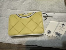 Tory Burch Vintage Lemon Fleming Soft Patent Border Bi-Fold Wallet