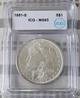 1881 Morgan Silver Dollar San Francisco ICG MS65 $1 Coin Silver 0.9 Fineness