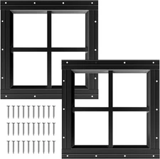 2 Pack Shed Windows 12"X12", Transom Window Fixed Design with Tempered Glass for