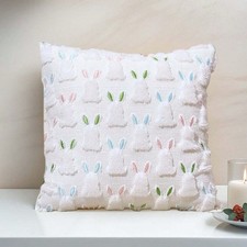 Easter Throw Pillow Covers Fuzzy Bunny Pillowcases Decorative Cushion Cases