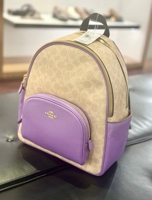 COACH CZ176 Court Backpack In Signature Canvas & Leather Sand/Iris