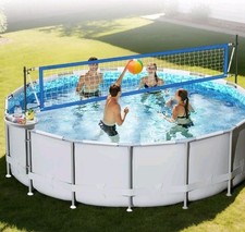Above Ground Pool Volleyball Net Set W/ Storage Tray Swimming Pool Volleyball