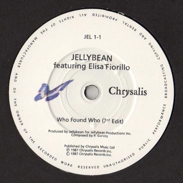 Jellybean Featuring Elisa Fiorillo Who Found Who 7" vinyl UK Chrysalis 1987 7" - Image 3 of 4