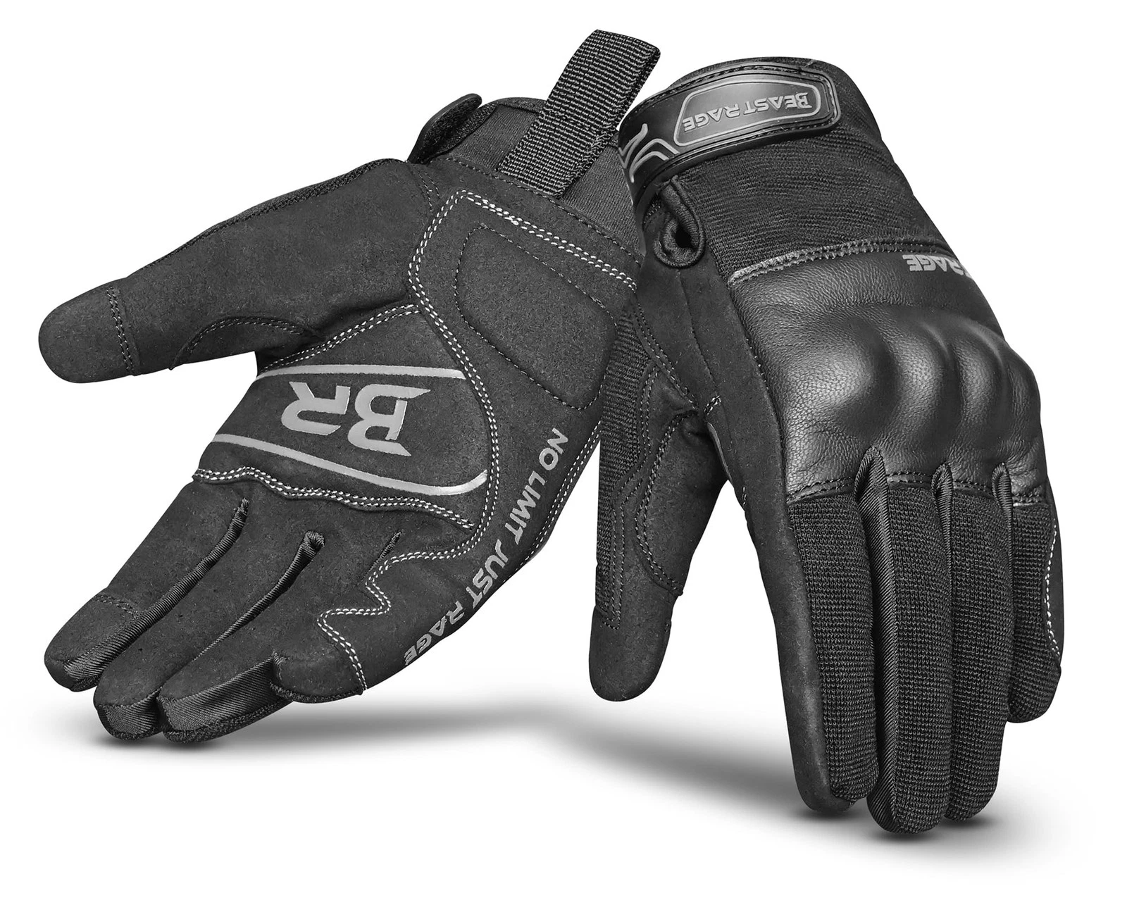 BEAST RAGE Full Finger Motorcycle Gloves for Men Women,Reinforced XL, Black