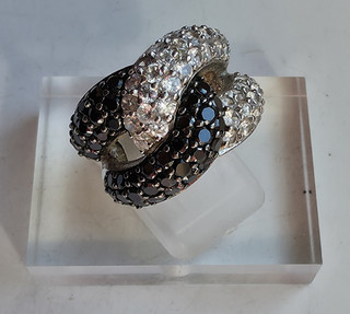 Ring 925 Silber Cubic Zirkonias luxuriös modernes Design 2000er Statement 9 1gr