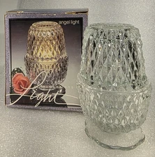 Vintage Indiana Glass Angel Light "Diamond Point" Clear Original Box Fairy Lamp