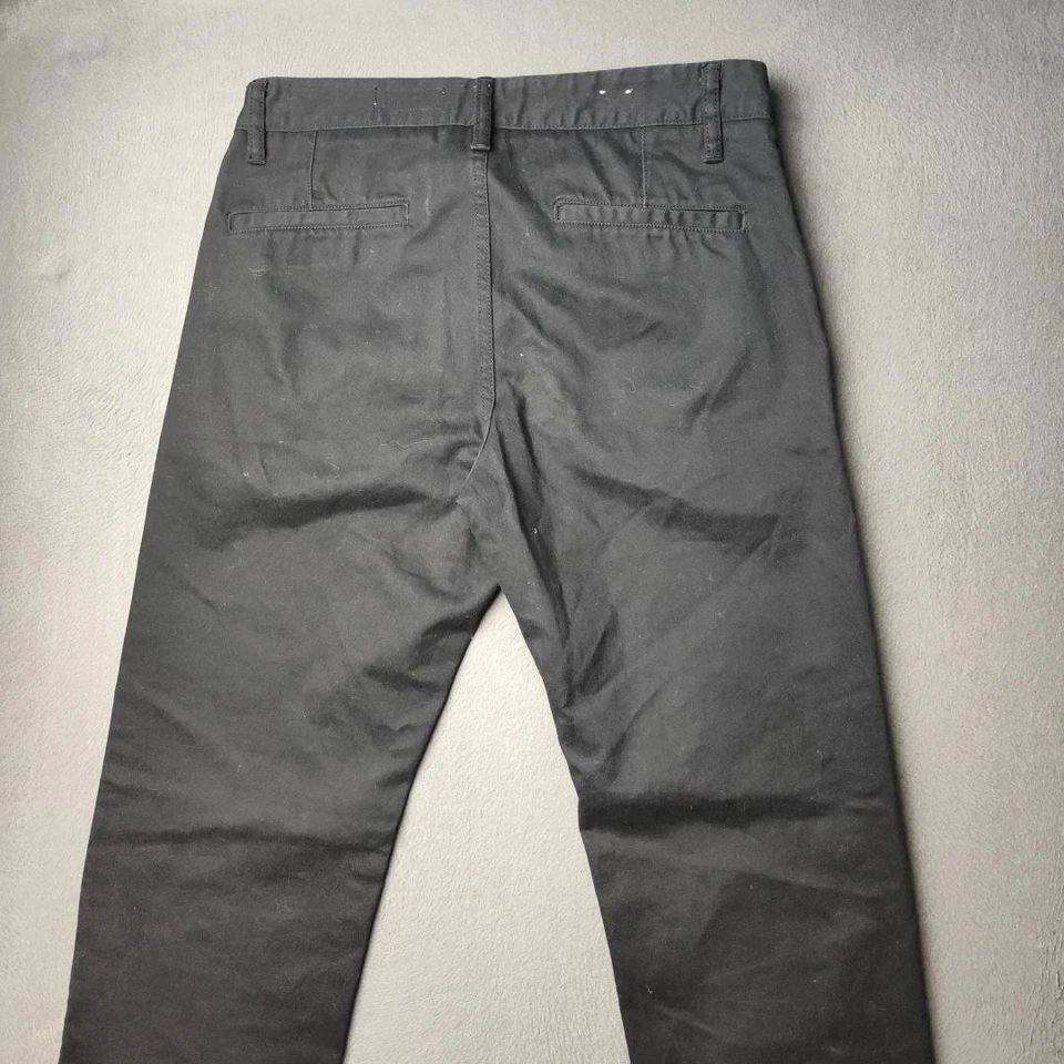 AllSaints Chino 裤子男式 30x32 黑色伏特修身纽扣门襟休闲棉 — 第 4/4 张图片