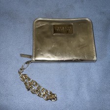 Versace Parfums Gold Zip-Around Wallet Chain M Card Slots Wristlet Women Carry