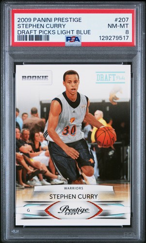 2009 PANINI PRESTIGE #207 STEPHEN CURRY ROOKIE RC 456/999 PSA 8