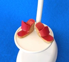 Barbie accessories MATTEL vintage REPRO shoes 985 Open Road clogs RED & CORK