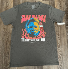 Michael Myers T Shirt Slay All Day Halloween II Short Sleeves Gray Multi Men Med