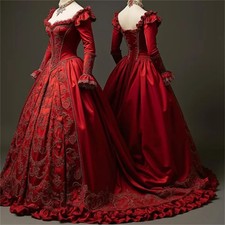 Historical Victorian Red Princess Evening Rococo Dress Vampire Theater Ball Gown