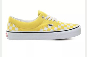 yellow checkerboard vans lace up