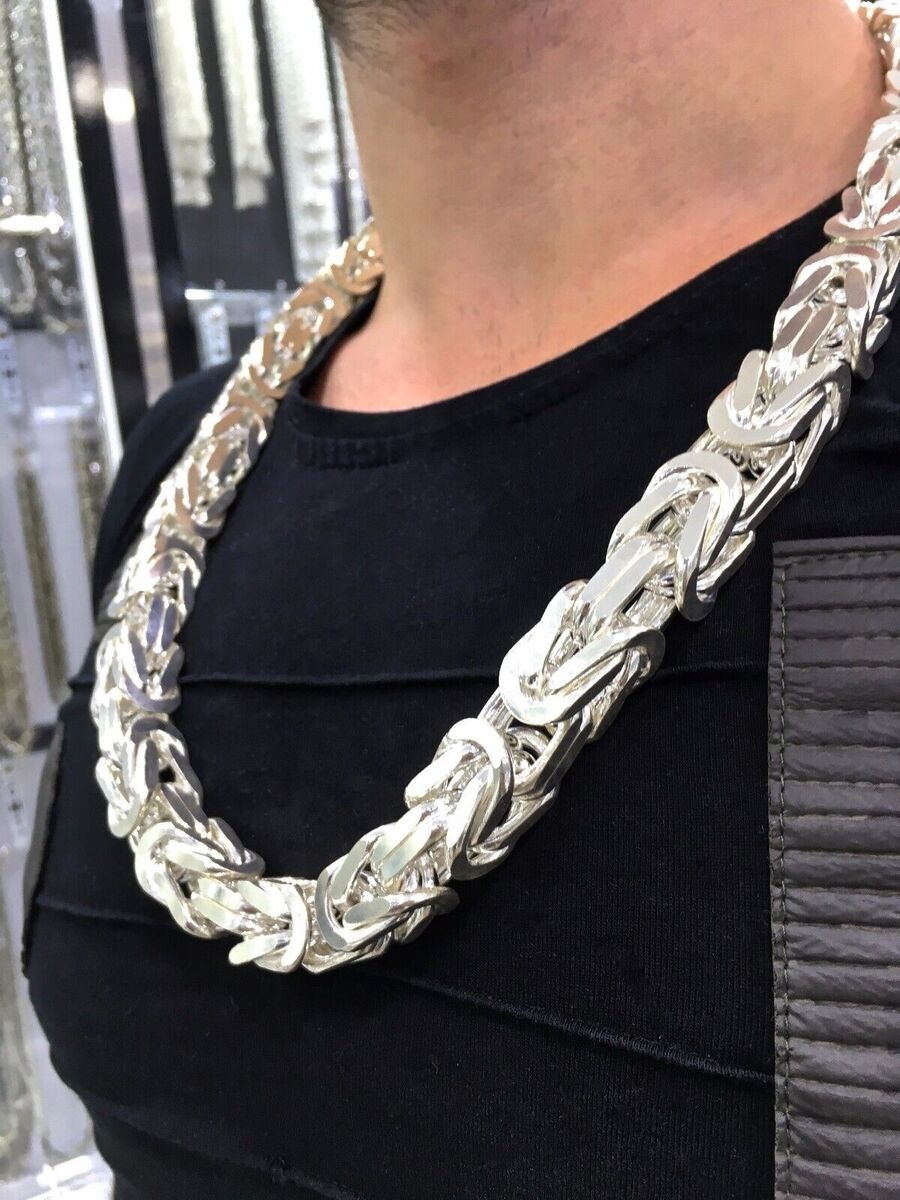 Thick Heavy 925 Sterling Silver King's Chain Necklace Cubic Thick Heavy 925 Sterling Silver King's Chain Necklace Cubic