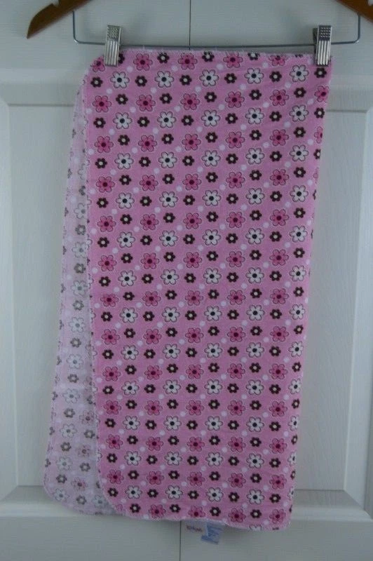 Manta bebé Kidgets rosa flor franela recepción floral blanco marrón Lovey Foto 3 de 4