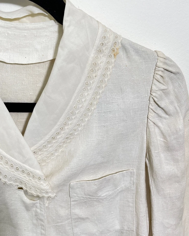 Винтажное льняное пальто для девочек ручной работы YY439 - Изображение 2 из 4