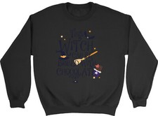 Funny Halloween Sweatshirt Mens Womens This Witch Bribed with Chocolate Jumper