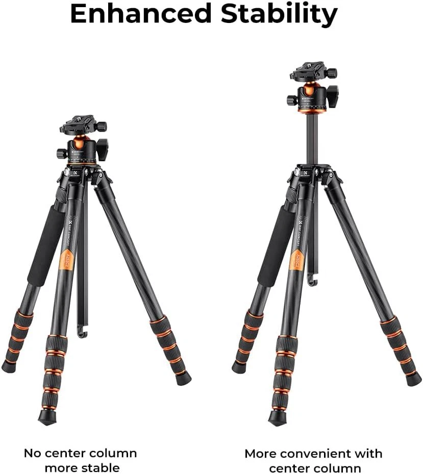 K&F Concept Carbon Fiber Camera Tripod with Metal Ball Head for DSLR Cameras - Image 4 of 4