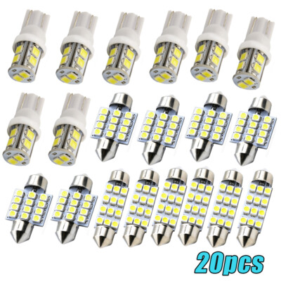 Combo 20-Piece White LED Interior Light Kit – Dome, Map, Door, License Plate Bulbs