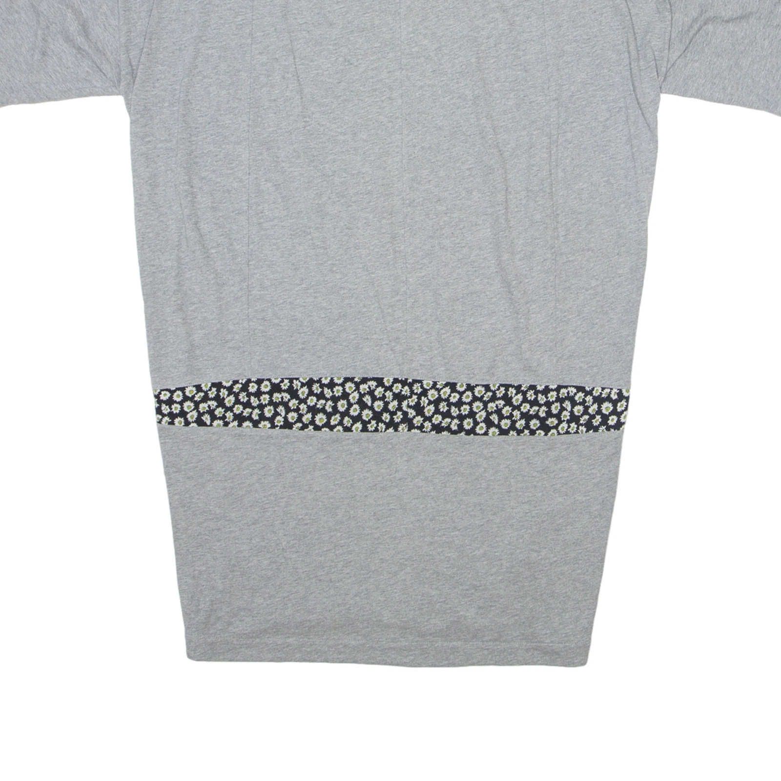 KENZO T shirt linea V abito grigio floreale manica corta lunghezza ginocchio donna UK 8