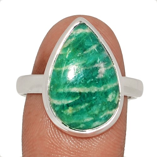Natural Amazonite 925 Sterling Silver Ring Jewelry s.10 CR60967