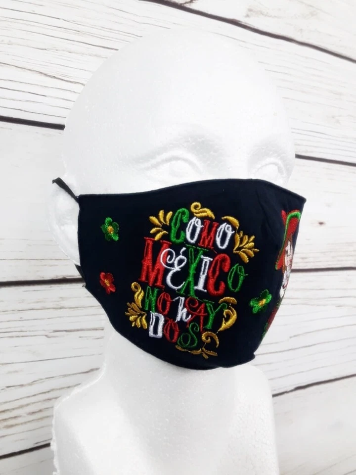 墨西哥成人面罩刺绣科莫墨西哥无干草多斯牧场女孩  — 第 4/4 张图片