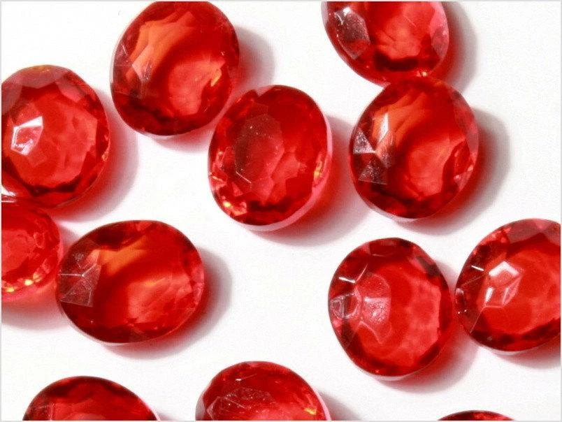 Lote (12) pedrería de vidrio rojo naranja facetado ovalado vintage checo 12 mm Foto 2 de 3