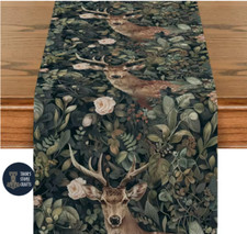 Woodland Deer Table Runner Arts & Crafts Design Celtic Nature Home