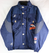 NFL Denver Broncos Pro Line Logo Ath. Hooded Insulated Jacket Vintage XL Flaws 