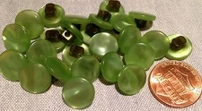 24 Small Pearlized Green Plastic Shank Buttons 7/16" 11.4mm # 7716