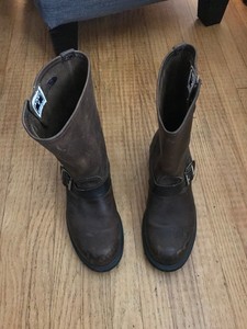  Frye Brown Leather Harness Motorcycle Boots Square Toe 