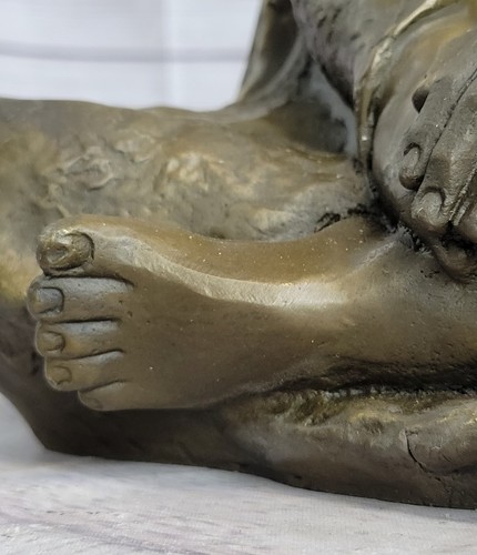 Arte Nativo Americano Indio con Capa Meditando Bronce Escultura Figura Estatua - Imagen 9 de 10