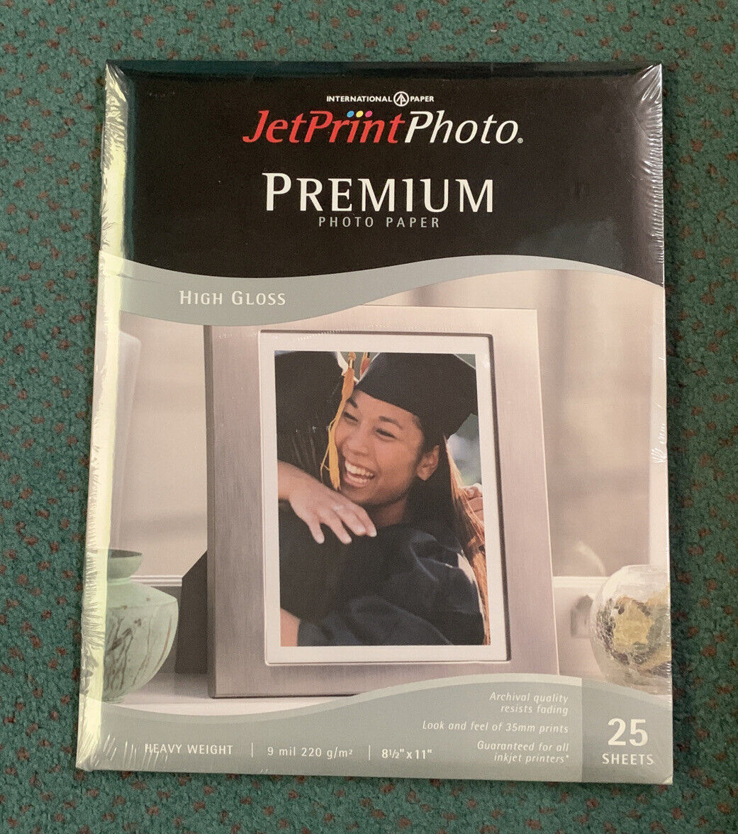 Jet Print Premium Photo Paper High Gloss Heavy Weight - 25 Sheets 8-1/2" x 11"