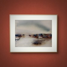 Original Aquarell Bild Abstrakt Natur Kupfer Handgemalt 31x23 cm